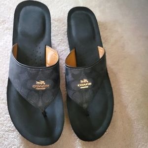 Black Coach Wedge Sandal 9.5